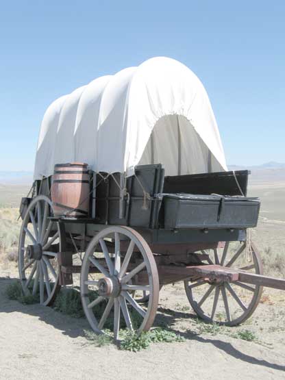 We will draw actual covered wagons...